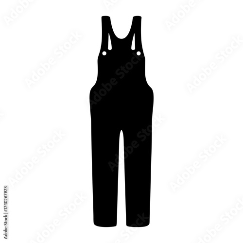 A black silhouette of overalls, representing workwear, and potential fashion statement