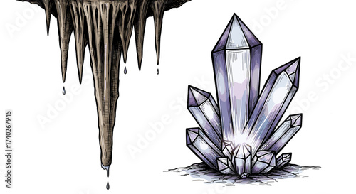 Icicles and Crystals: An Ethereal Still Life Composition on White