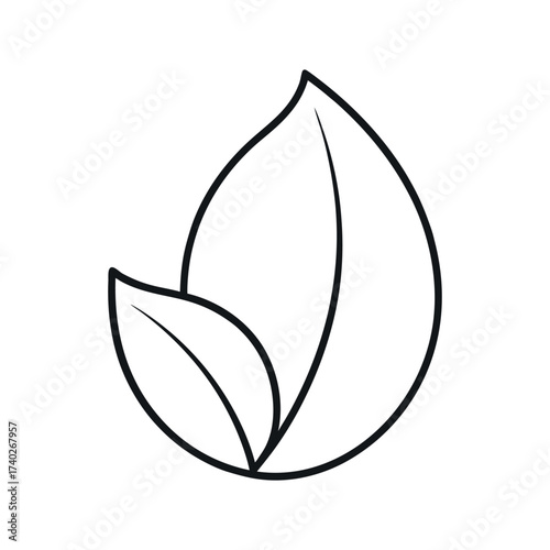 Tea Leaf Outline Line Art Vector