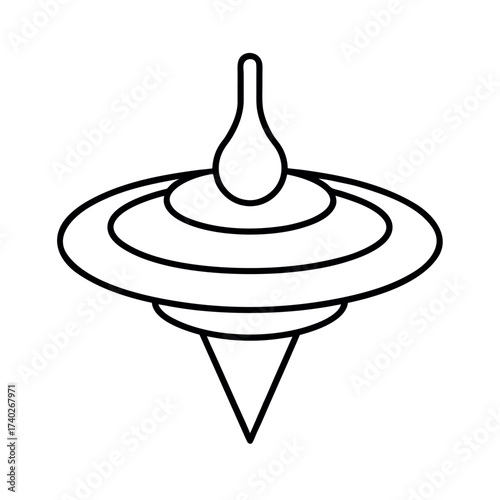 Spinning Top Outline Line Art Vector