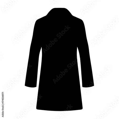 Black silhouette of a classic overcoat or jacket with long sleeves