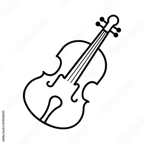 Violin Outline Line Art Vector