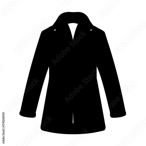 Elegant black coat silhouette design featuring a classic lapel and refined tailoring