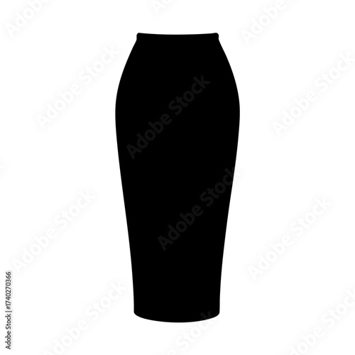 Sleek black pencil skirt silhouette against white backdrop in minimalist fashion design
