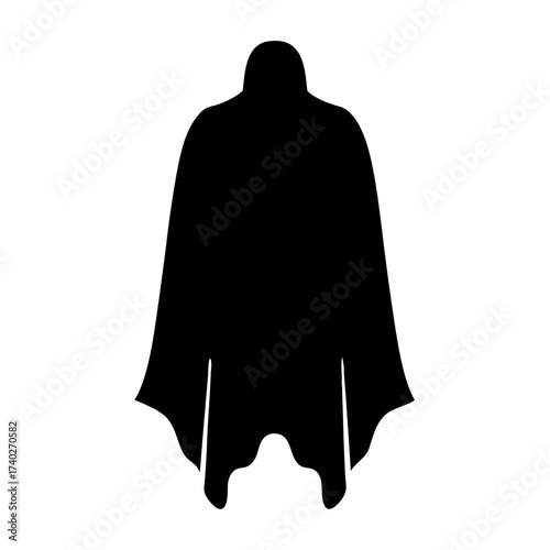 Abstract Black Silhouette of a RobeLike Figure with Hooded Neckline Shape