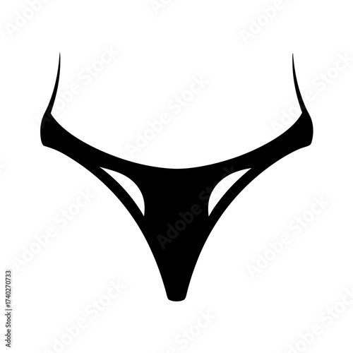 Stylish black bikini bottom vector illustration isolated on a white background