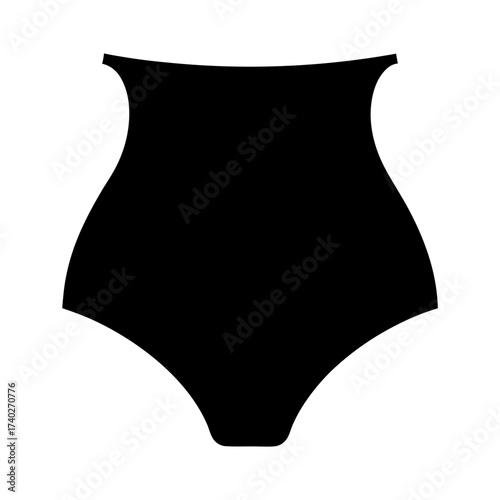Solid black silhouette of a retro high waisted swimsuit bottom