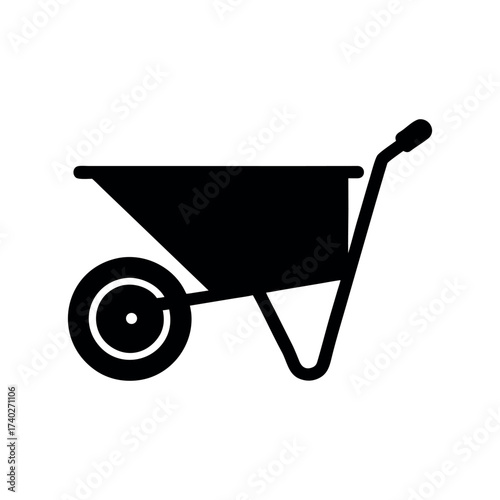 Wheelbarrow Black Silhouette Vector