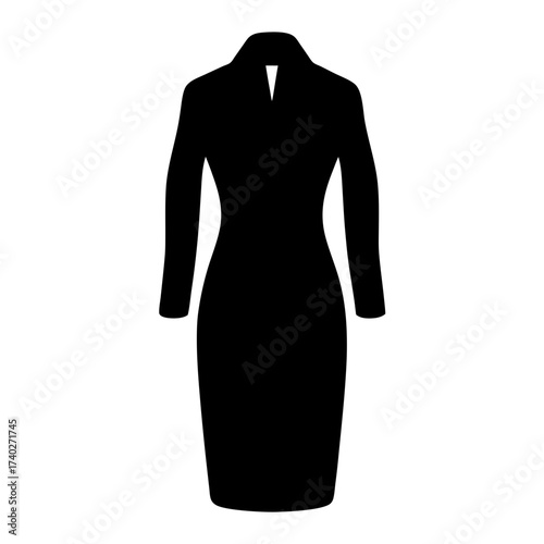Elegant black sheath dress with long sleeves, ideal for formal occasions