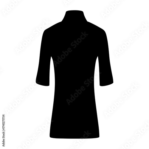 Elegant black top with short sleeves and stand up collar silhouette