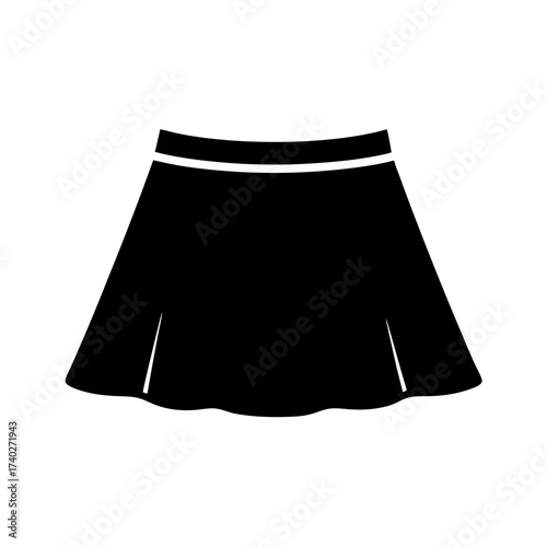 Black Aline Mini Skirt with High Waistband and Small Side Slits