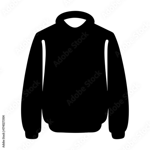 A simple and solid black crew neck sweatshirt silhouette design element