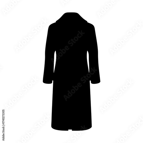 Elegant black silhouette of a woman's coat or dress with three quarter sleeves