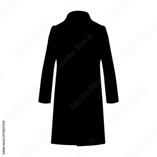 Silhouette illustration of a formal coat with long sleeves and buttoned front