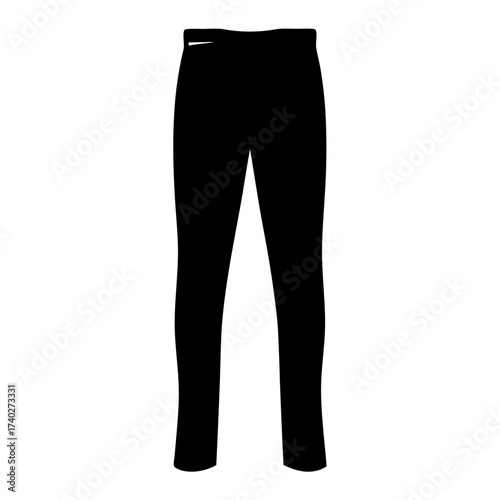Stylized black pants silhouette isolated on white background perfect for fashion design