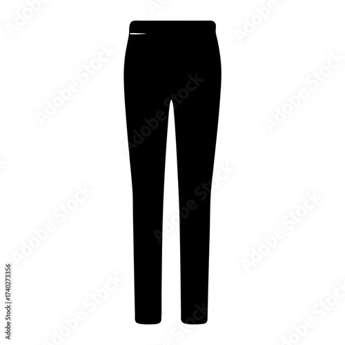 Simple Black Pants Silhouette, Full Length Trousers with Elastic Waistband Design