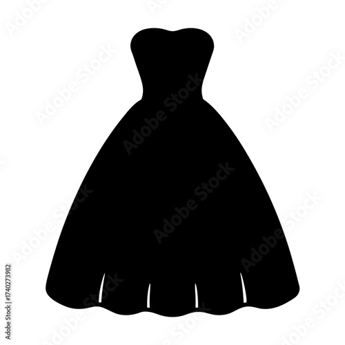 Elegant black silhouette of a ball gown with a sweetheart neckline