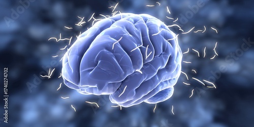 brain with worms eating it 