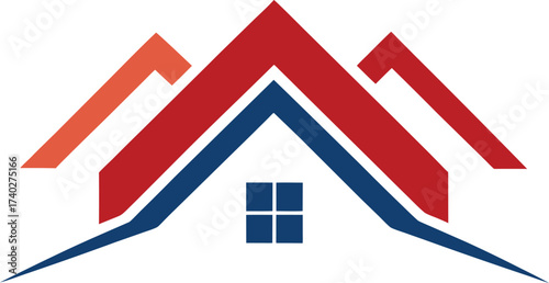 Abstract House Roof with Red and Blue Tones home real estate