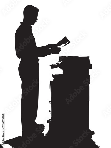 Minimalist black and white illustration of a pinball machine surface