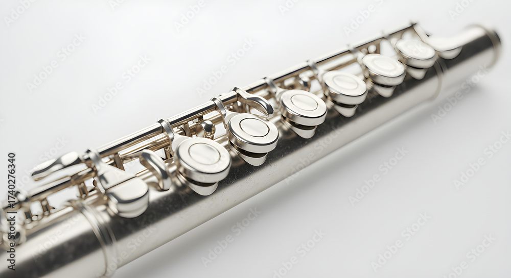 Naklejka premium Piccolo flute isolated on white.