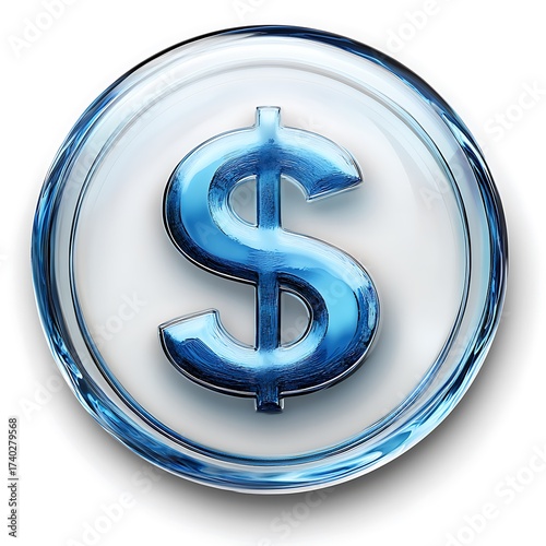 Blue Glass Dollar Sign Inside photo Transparent Circle Icon currency symbol