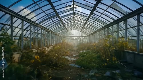 Walking Through an Old Abandoned Greenhouse Reclaimed by Nature.