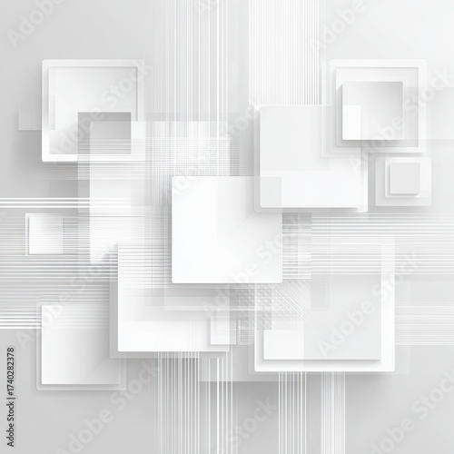 Abstract graphic design featuring overlapping squares and lines