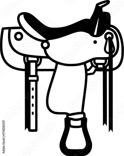 horse saddle glyph flat vector icon set