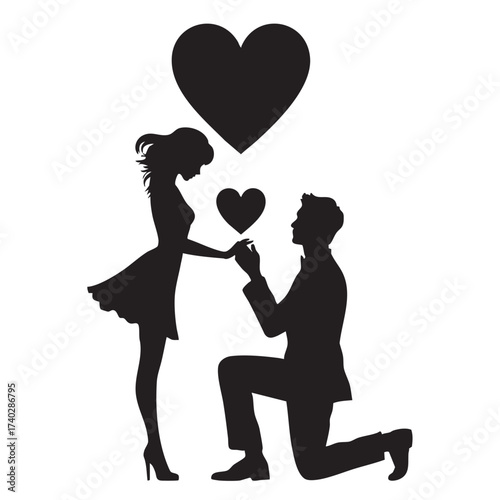 silhouette of a man declaring his love to a woman outdoors