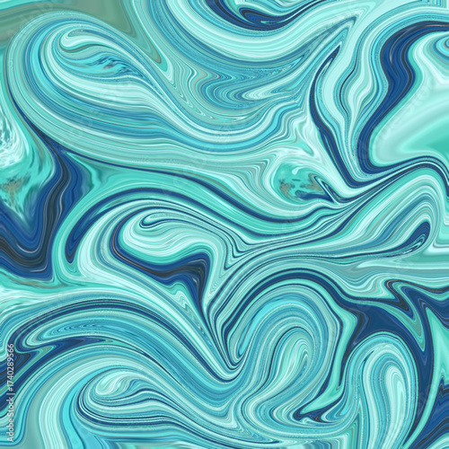 Abstract blue aqua swirl texture with smooth marble like movement modern fluid design for artistic backgrounds and interiors.