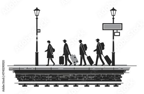 Vintage Railway Platform Vector