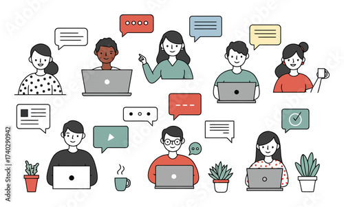 Diverse Video Call Vector Illustration