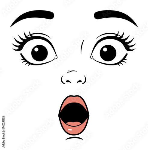 Pop Art Surprised Face Comic Panel