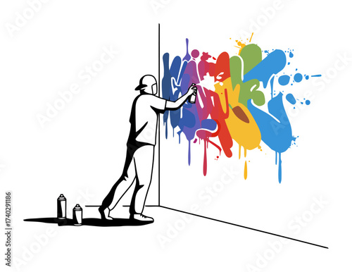 Graffiti Artist Mural Vector