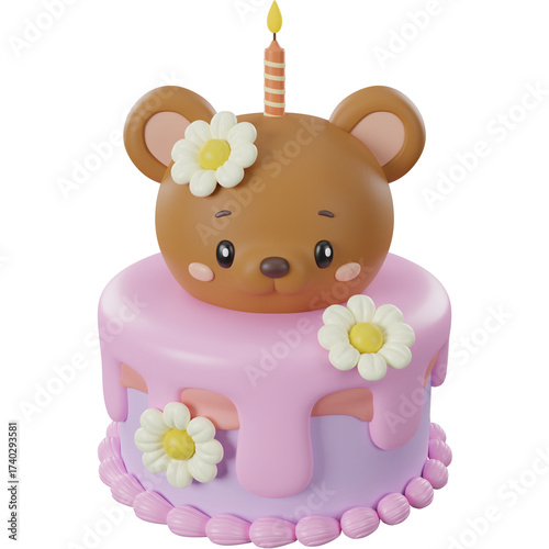 3D Render of Birthday Cake 