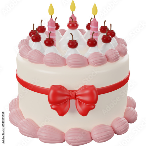 3D Render of Birthday Cake 