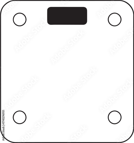 Bathroom Scales for Weight Loss Diet Simple Hand-drawn Sketch Doodle Drawing Vector Illustration, Black and white Line Linear Isolated Art
