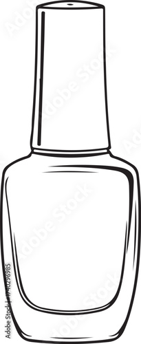 Nail Polish for Manicure Simple Hand-drawn Sketch Doodle Drawing Vector Illustration, Black and white Line Linear Isolated Art