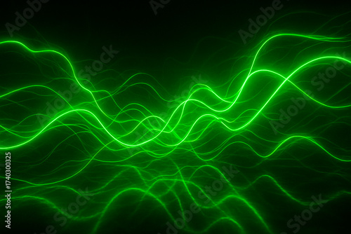 Neon Green Energy Waves – Futuristic Abstract 8K Background. Generative AI.