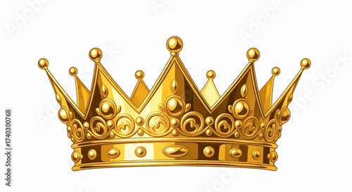Gold crown royal vector illustration, a luxury king and queen jewelry tiara, icon clipart and monarch symbol