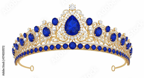 Royal queen and king tiara crown, a luxury jewelry symbol vector illustration, a beautiful icon clipart design