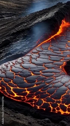 Lava magma flow — hot lava surface glowing with cracks.