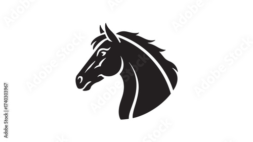 Horse head silhouette simple vector illustration Isolated on White Background for logo design
