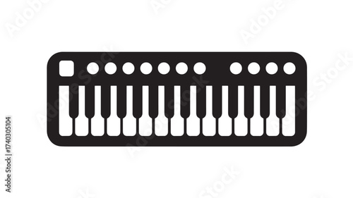 Simple keyboard icon flat vector illustration musical instrument symbol for app and web design Isolated on White Background