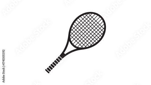 Tennis racket icon simple black glyph vector illustration Isolated on White Background for sports design