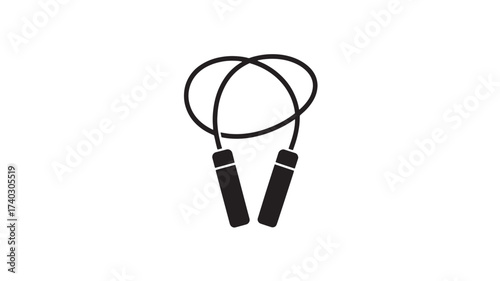 Black and white jump rope icon simple vector illustration for fitness and exercise isolated Isolated on White Background