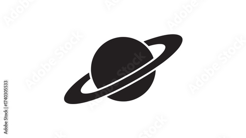 Saturn icon simple flat vector glyph Isolated on White Background for astronomy and science projects