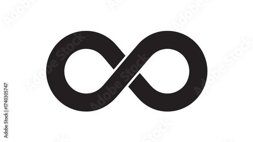 Infinity symbol vector illustration simple black shape Isolated on White Background representing endless possibilities and concepts