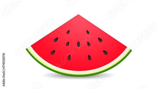 Vibrant Illustration of a Watermelon Slice Against a White Background